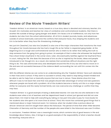 Review of the Movie ‘Freedom Writers’