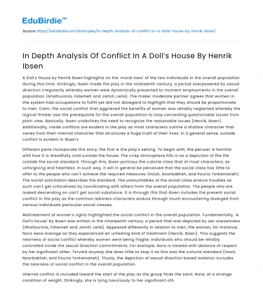 In Depth Analysis Of Conflict In A Doll’s House By Henrik Ibsen