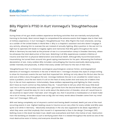 Billy Pilgrim’s PTSD in Kurt Vonnegut’s ‘Slaughterhouse Five’