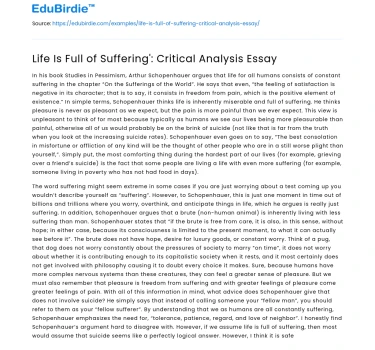 Human Suffering: A Critical Analysis