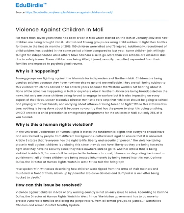 Violence Against Children In Mali