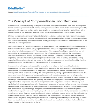 The Concept of Compensation in Labor Relations