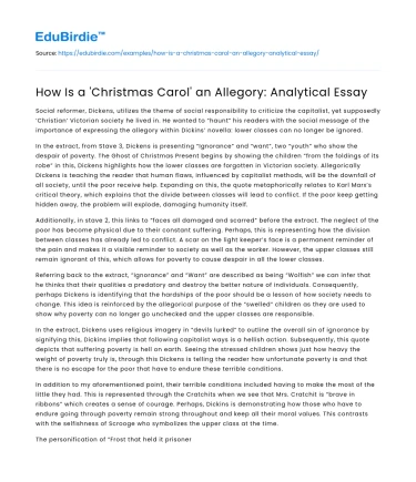 How Is a ‘Christmas Carol’ an Allegory: Analytical Essay