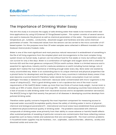 The Importance of Drinking Water Essay