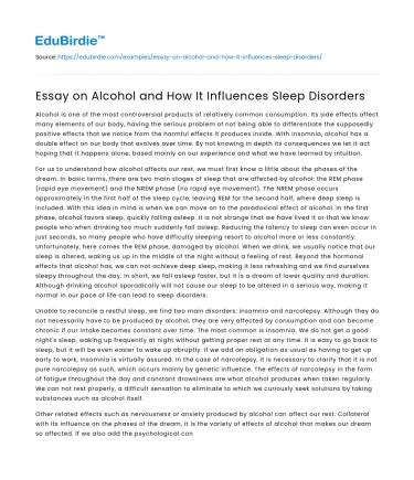 Essay on Alcohol and How It Influences Sleep Disorders