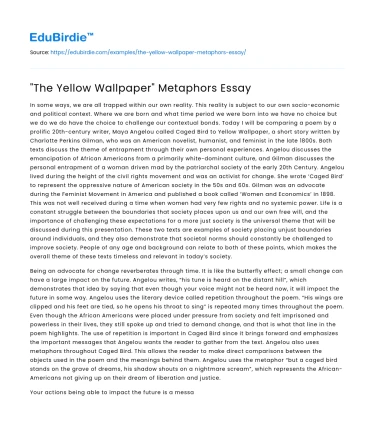 “The Yellow Wallpaper” Metaphors Essay