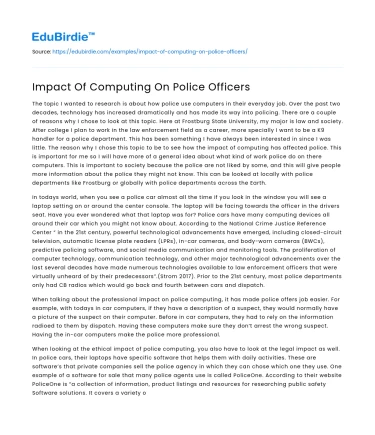 Impact Of Computing On Police Officers