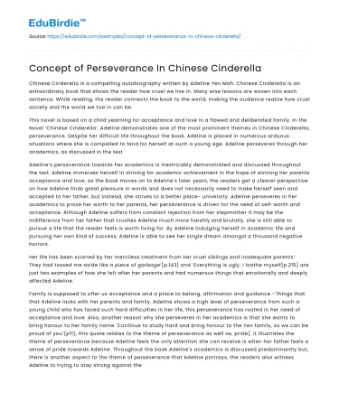 Concept of Perseverance In Chinese Cinderella