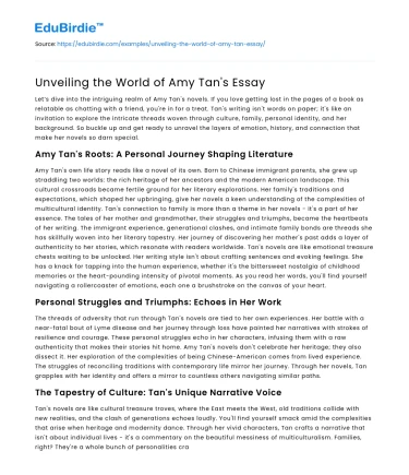 Unveiling the World of Amy Tan’s Essay