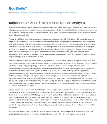 Deconstructing Myths: A Critical Analysis of Area 51