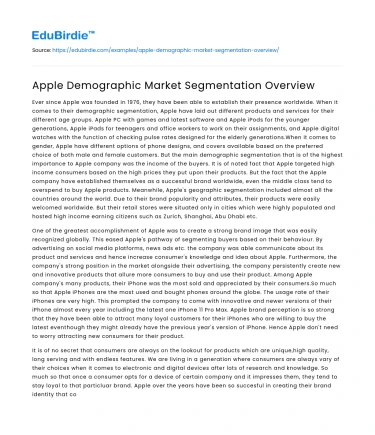 Apple Demographic Market Segmentation Overview