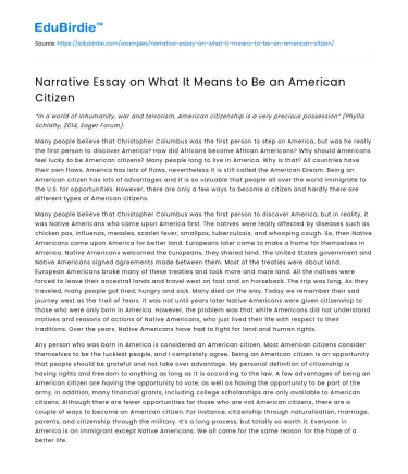 Narrative Essay on What It Means to Be an American Citizen