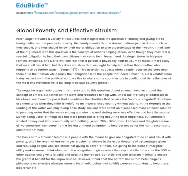 Global Poverty And Effective Altruism