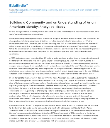 Community & Understanding of Asian American Identity