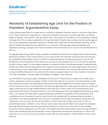 Need for Age Limit in Presidential Position