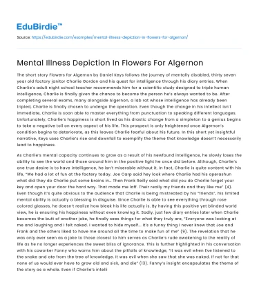 Mental Illness Depiction In Flowers For Algernon