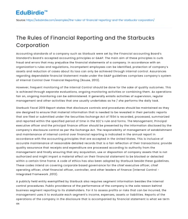 The Rules of Financial Reporting and the Starbucks Corporation