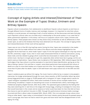 Aging Artists: Interest in Tupac, Eminem, and Britney Spears