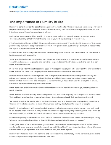 The Importance of Humility in Life