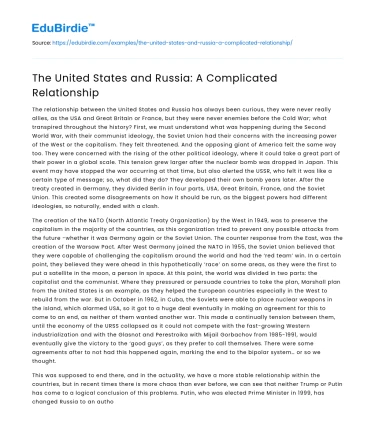 The United States and Russia: A Complicated Relationship