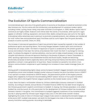 The Evolution Of Sports Commercialization
