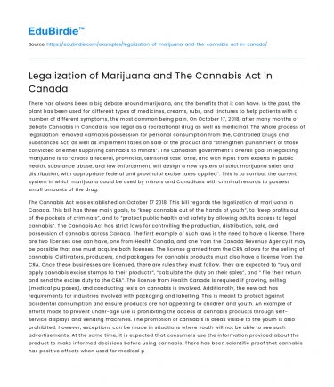 The Impact of Canada’s Cannabis Act