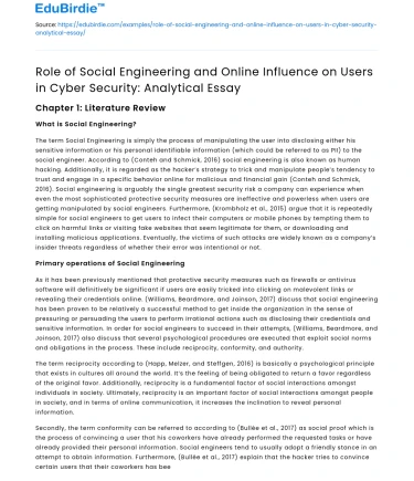 Social Engineering and Online Influence in Cyber Security: Analysis