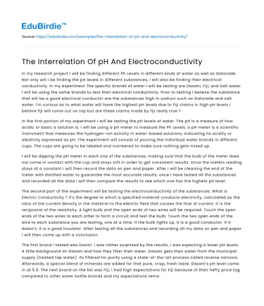 The Interrelation Of pH And Electroconductivity