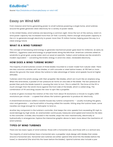Essay on Wind Mill