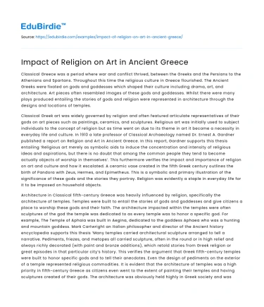Impact of Religion on Art in Ancient Greece