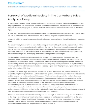 Portrayal of Medieval Society in The Canterbury Tales