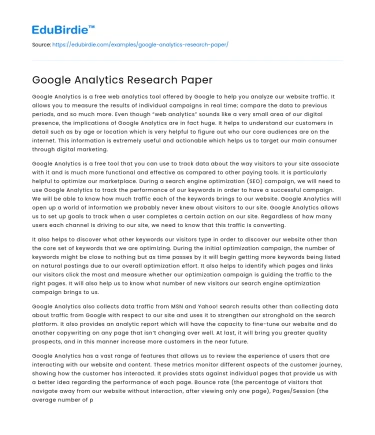 Google Analytics Research Paper