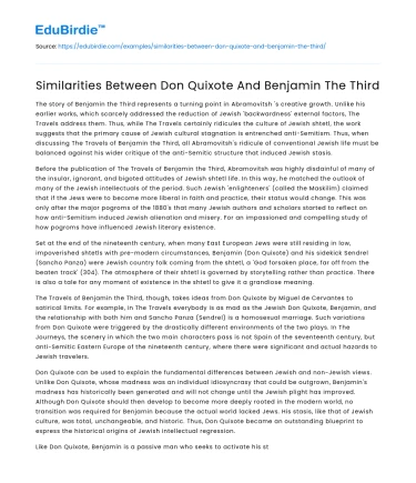 Similarities Between Don Quixote And Benjamin The Third