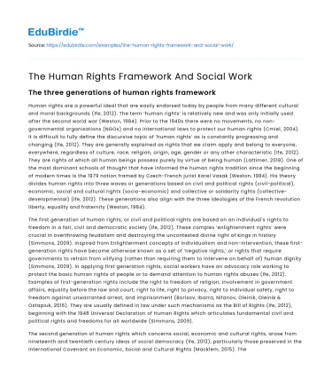 The Human Rights Framework And Social Work