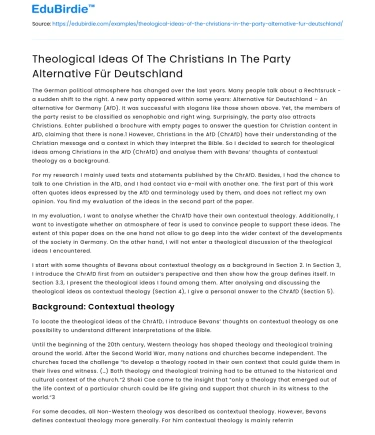 Christian Theology in AfD: A Theological Analysis