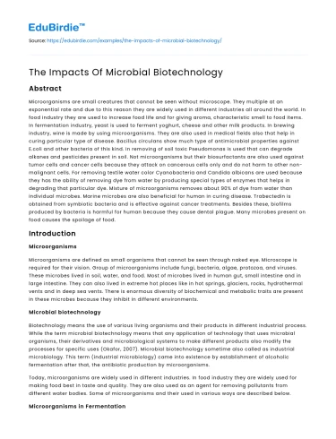 The Impacts Of Microbial Biotechnology