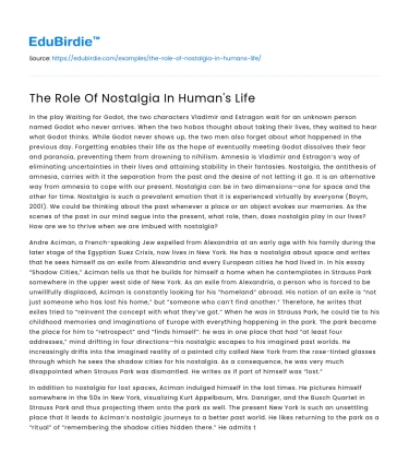 The Role Of Nostalgia In Human’s Life