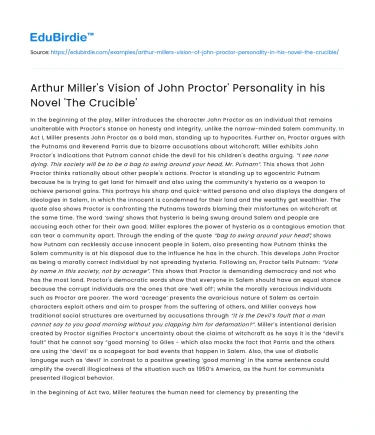 Arthur Miller’s portrayal of John Proctor in ‘The Crucible’