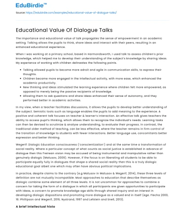 The Educational Significance of Dialogue Engagement