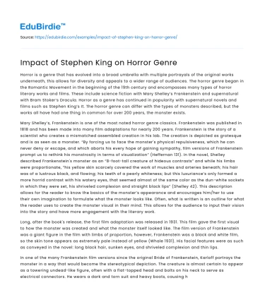 Impact of Stephen King on Horror Genre