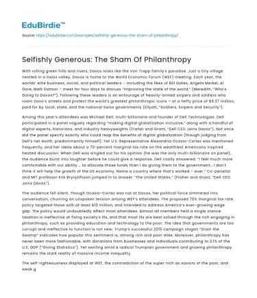 Selfishly Generous: The Sham Of Philanthropy