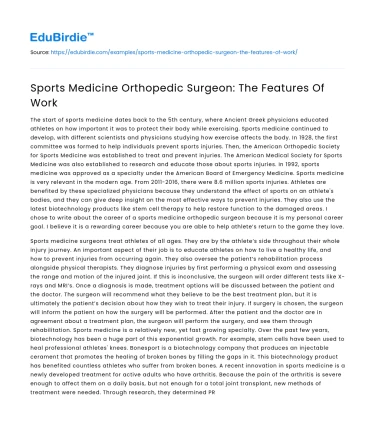 Sports Medicine Orthopedic Surgeon: The Features Of Work