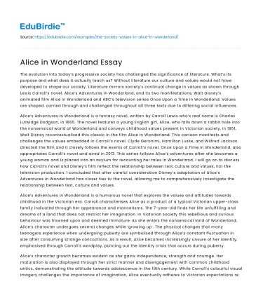 Alice in Wonderland Essay
