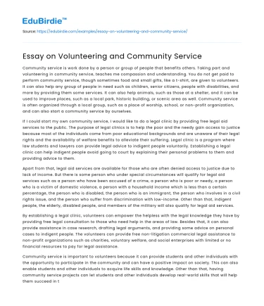 Essay on Volunteering and Community Service