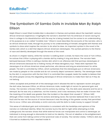 The Symbolism Of Sambo Dolls In Invisible Man By Ralph Ellison