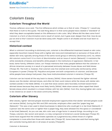 Colorism Essay