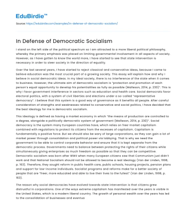 In Defense of Democratic Socialism