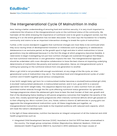 The Intergenerational Cycle Of Malnutrition In India