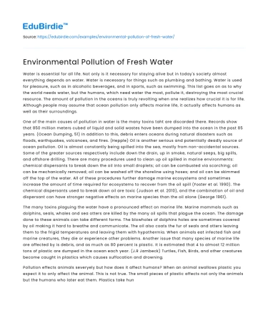 Environmental Pollution of Fresh Water