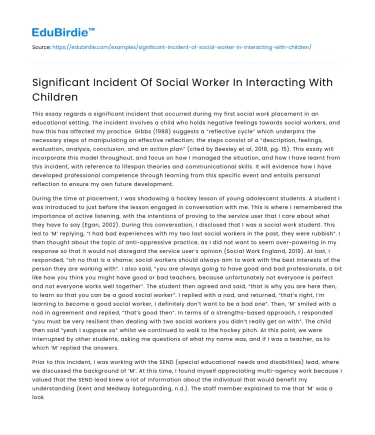 Significant Incident Of Social Worker In Interacting With Children